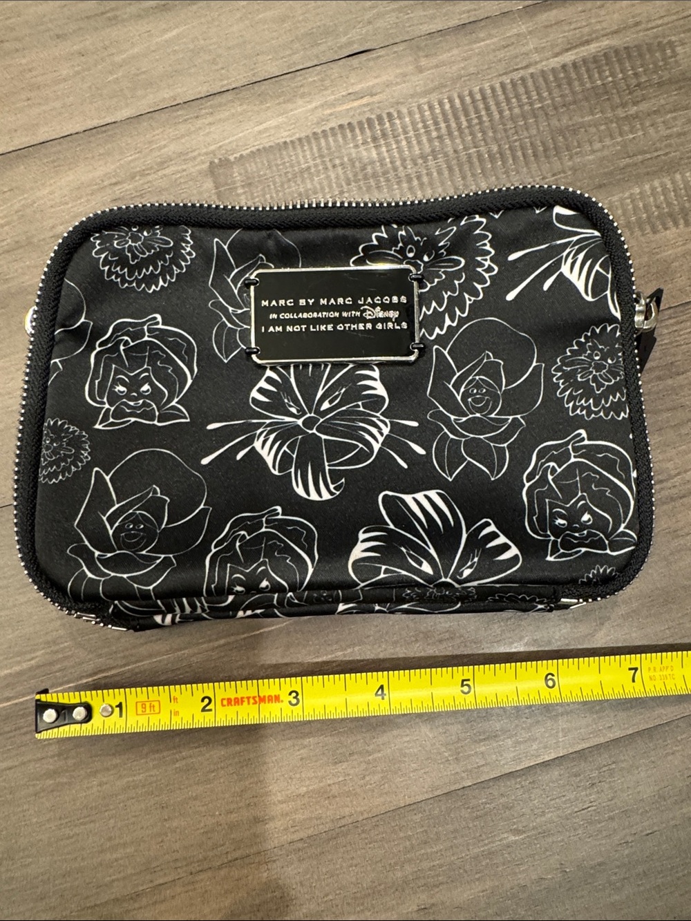 Marc by Marc Jacobs Black Floral Disney Alice in wonderland Pouch